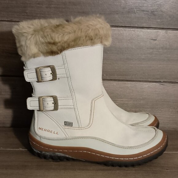 Merrell Decora Chant Women Snow Boots J48428 Size 8.5 White Faux Leather - Picture 2 of 16